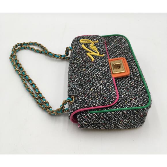 Karl Lagerfeld Colorful Agyness Tweed Shoulder Bag Logo - Picture 4 of 8